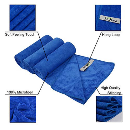KinHwa 남성용 체육관 타월, 빠른 건조 극세사 스웨트 타월, 3팩 다크 블루 - color: 다크 블루, size: 16inchx31inch 3 Pack