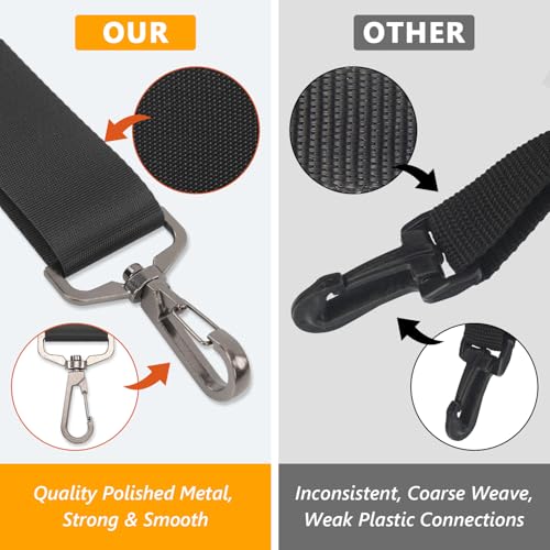 GNEGNI Replacement Shoulder Strap with Fixed Pad, Adjustable Heavy-Duty Crossbody Strap with 360° Metal Swivel Hooks for Laptop, Messenger, Duffel & Tool Bags (Black) - color: Black
