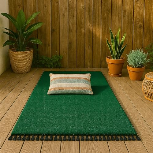 Open Road Goods Solid Color Mexican Yoga Blanket – Large Handwoven Throw for Yoga, Beach, Camping or Home – Soft and Durable Cotton Blend - color: Green Blanket