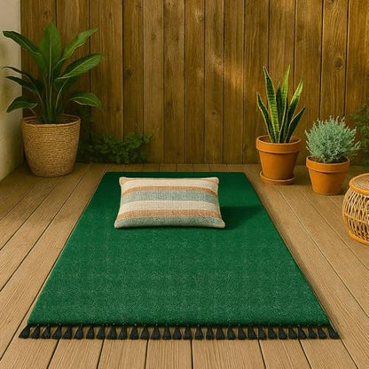 Open Road Goods Solid Color Mexican Yoga Blanket – Large Handwoven Throw for Yoga, Beach, Camping or Home – Soft and Durable Cotton Blend - color: Green Blanket