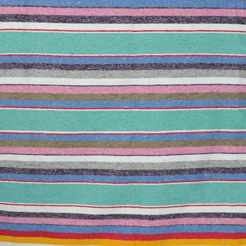 Open Road Goods Authentic Mexican Serape Blanket – 100% Cotton Falsa Throw - Multi-Color Handmade Blanket/Classic Striped Falsa Beach Blanket (Mint Pastel) - color: Mint