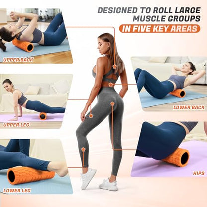 Foam Roller for Deep Tissue Massager, Patented Exercise Roller - color: Orange