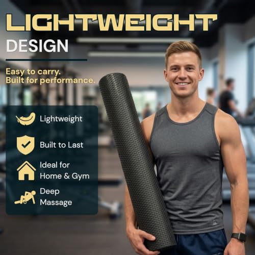 Foam Roller for Muscle Massage, Stiff Back Pain Relief, Physical Therapy, Deep Tissue, Exercise Equipment for Home Gym, Stress, Yoga, Pilates for the Fit Citizen (Black, XL 36 x 6 inches) - size: Extra Large 36 x 6 Inch