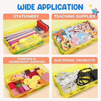 GAMENOTE Plastic Pencil Box with Personalized Sticker,Kid Hard Pencil Case with Snap-tight Lid,Small Art Craft Storage Containers,School Supplies Box for Boys,Girls (Yellow) - color: Yellow