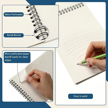 Jexine 20 Pcs Sketch Book Bulk 5.5"x8.5" Top Spiral Bound,Mixed Media | 30 Sheet Each 100gsm Drawing Paper, Sketch Pads for Painting, Artist Sketchbooks Bulk, Art Paper for Students - style: Mixed Media
