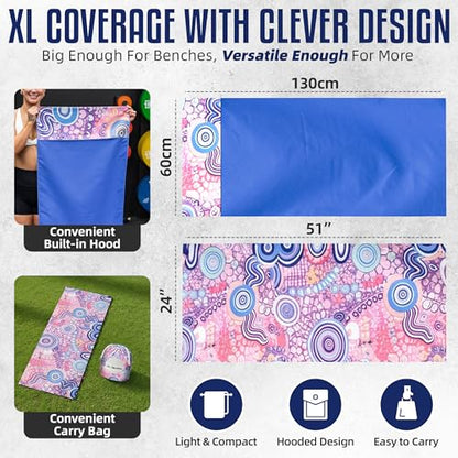 CHEEKY WINX Hooded Microfiber Gym Towel – Highly Absorbent Car Seat Towel with Carry Bag – Double-Sided Sweat Towel, Reversible, Quick Dry & Sand-Resistant Fabric, Joy, 130 x 60cm - color: Joy