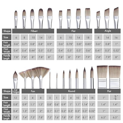 ARTIFY 25 Pieces Professional Paint Brush Set – Expert Series Synthetic Nylon Brushes for Acrylic, Oil, Watercolor, Gouache – No Shedding, Canvas Roll Case & Palette Knife, Artist Gifts Art Supplies - color: Black