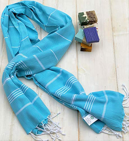 Beach Towel 100% Cotton Turkish Beach Towel Adult 38x70 Inch Pre-washed Absorbent Extra Large|Sand Free Quick Dry BathTowels|Lightweight Blanket|Travel Cruise Camping Spa Gym Yoga Towel|Blue Atoll - color: Turquoise
