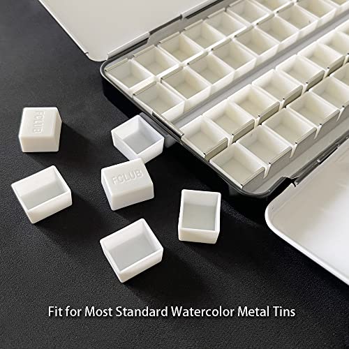 100PCS Watercolor Half Pans, 2ml Empty Paint Pans for Watercolor Palette | Refillable White Plastic Paint Pans, for DIY Solid Watercolors, Gouache, Fits Metal Watercolor Tins & Travel Palette Box - style: 100Pcs Half Pans