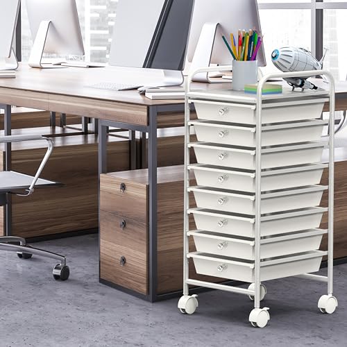 Simple Houseware 8 Drawers Rolling Utility Cart Art Craft Storage, White - color: White, size: 8 Drawers