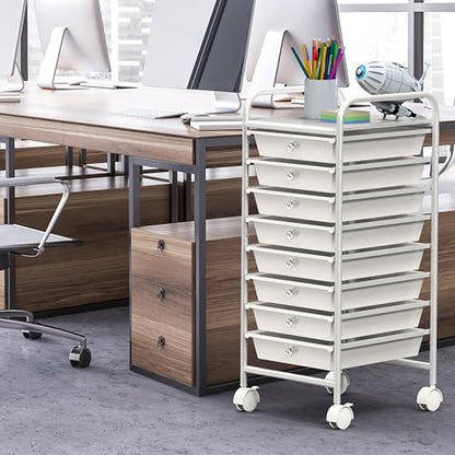 Simple Houseware 8 Drawers Rolling Utility Cart Art Craft Storage, White - color: White, size: 8 Drawers