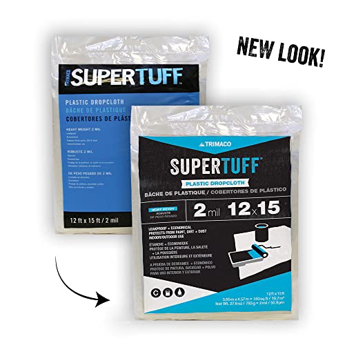 Trimaco SuperTuff 2 mil Plastic Dropcloth, 12-feet x 15-feet - size: 12-feet x 15-feet, style: 2 mil