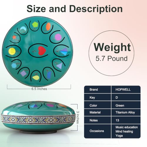 REGIS Steel Tongue Drum, Rain Drum for Outside Garden, Waterproof Meditation Rain Chime, UV-Printed Notes & Geometric Design, with Bag, Mallets & Music Book (Blue 6.5 Inch 13 Notes) - color: Blue