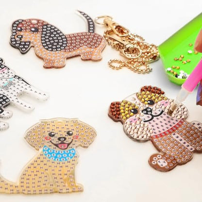 Labeol Arts and Crafts for Kids - Creat Your Own GEM Keychains-5D Diamond Painting by Numbers GEM Kits for Kids Girls Toddler Age 6-7 6-8 10-12 - style: Puppy