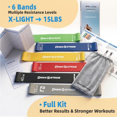 6-Level Resistance Loop Bands Up to 55LBS for PT & Strength
