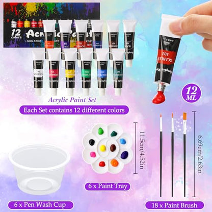 Cholemy 6 Set Paint and Sip Kit for Adults 8"x 10" Pre Drawn Canvas Painting with Wooden Easel Acrylic Paint Wash Cup Brushes Palette Apron for Painting DIY Adult's Date Party Supplies(Landscape) - style: Landscape