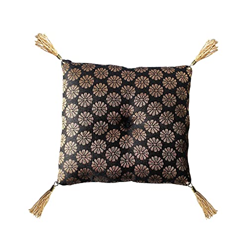 Cushion For Tibetan Singing Bowl Handmade Square Cushions Brocade Art Silk Home Decor Jewelry display Pillow (4" x 4" Inch, Black) - color: Black, size: 4" x 4" Inch