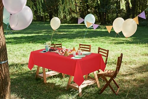 Utopia Kitchen Plastic Table Cloth Disposable [Red, 6 Pack] | Rectangle Tablecloth Waterproof Stain Resistant Party Table Cover - color: Red, size: 54X108 Inch - 6PC