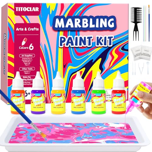Water Marbling Paint for Kids,Stocking Stuffers for Kids,Birthday Gifts for Kids 3+ Years Old,Arts and Crafts for Girls Boys Ages 8-12 6-8 3-5,STEM Science Toys - color: Yellow