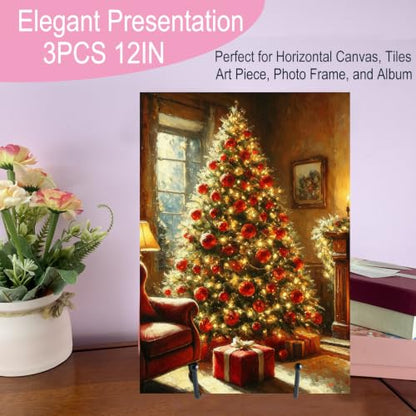 3PCS Iron Plate Stands for Display 12 Inch, Large Metal Heavy Duty Display | Solid Black Iron Table Top Easel Holder, Perfect for Picture, Decorative Platter, Book, Plaque, Photo - size: 3PCS 12IN