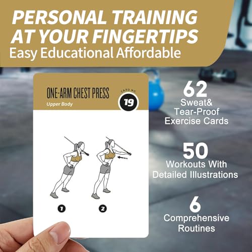 Suspension Workout Cards, 62 Exercises Cards Deck Large Size 5" x 3.5" Fitness Cards for Women & Men, Beginner Fitness Guide to Training Exercises at Home or Gym (Suspension, Vol 2) - style: Suspension Vol2