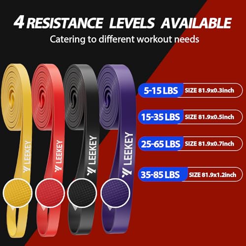 LEEKEY Resistance Bands for Pull Up Assist, Exercise & Workout Bands Set - color: 5-85LBS COLOR+Mini Bands