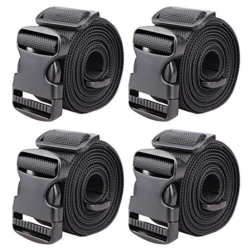 MAGARROW 1.5" Utility Straps with Buckle Adjustable, 4-Pack (Black, 9.5 feet Long) - color: Black, size: 1.5 in x 9.5 ft