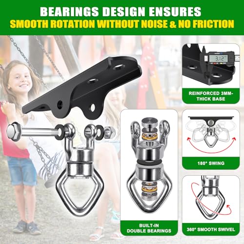 2Pcs 360° Swivel Swing Hanger with Ball Bearing Swing Ceiling Mount Bracket | 900 LBS Capacity Aerial Silks Mount Hardware for Hammock Chair, Porch Swings, Tire Swing, Gym Ring, Heavy Bag, Punching Bag - color: Ball Bearing 360° Swivel Diamond Hook ( 2 Pa