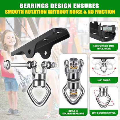 2Pcs 360° Swivel Swing Hanger with Ball Bearing Swing Ceiling Mount Bracket | 900 LBS Capacity Aerial Silks Mount Hardware for Hammock Chair, Porch Swings, Tire Swing, Gym Ring, Heavy Bag, Punching Bag - color: Ball Bearing 360° Swivel Diamond Hook ( 2 Pa