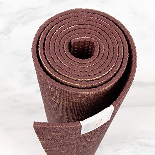 Myga Jute Yoga Mat, High Performance Vegan Floor Exercise Mat, Eco Friendly Biodegradable Yoga Mat with PVC Backing,72" x 24", 0.2" Thickness - color: Plum