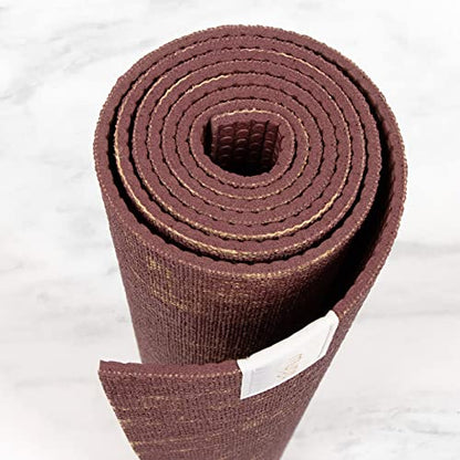 Myga Jute Yoga Mat, High Performance Vegan Floor Exercise Mat, Eco Friendly Biodegradable Yoga Mat with PVC Backing,72" x 24", 0.2" Thickness - color: Plum