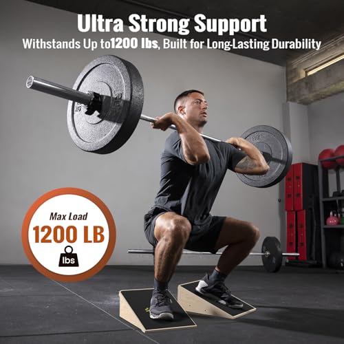 Sportneer Squat Wedge, 1200LB Wooden Heel Elevated Board for Squats | 15°/ 20° Squat Wedge Block, Slant Board for Squats Weightliting Home Gym Squat Wedge Non-Slip - size: 20°