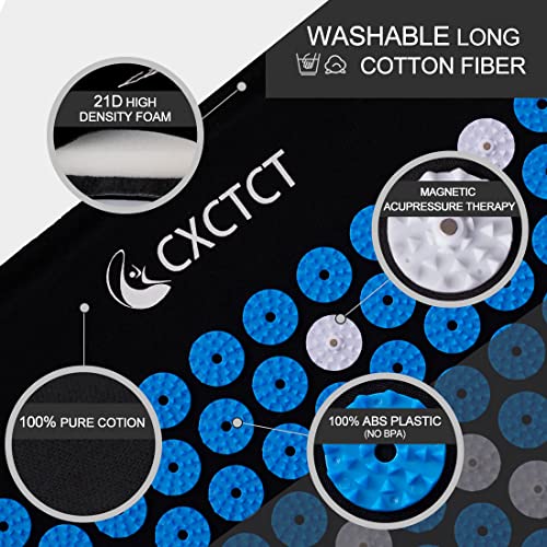 Extra Long Yoga Acupressure Mat Set,Massage Acupuncture Mat Large,Magnetic Mat Acupressure Body mat and Pillow for Neck Back Pain Relief(Blue) - color: Blue