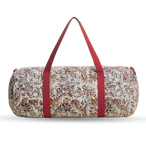 Maison d' Hermine Yoga Mat Duffle Bag Gym Tote Yoga Mat Carry Bag | Cylindrical bag for Woman Men Gifts Adjustable shoulder straps with Drawstring Water Bottle Pocket and zipper pocket - color: Jaipur, style: Yoga Mat Gym Bag