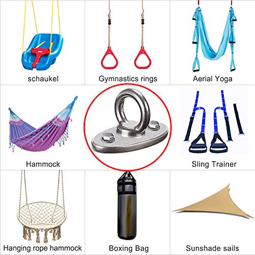 BeneLabel Wall Ceiling Mount Bracket for Suspension Strap Trainer, 2800lb Capacity, Body Weight Strength Training Systems, Aerial Yoga Swing, Resistance Band,Hammock,Battle Rope, Boxing Equipment - color: 1Pcs closed hook