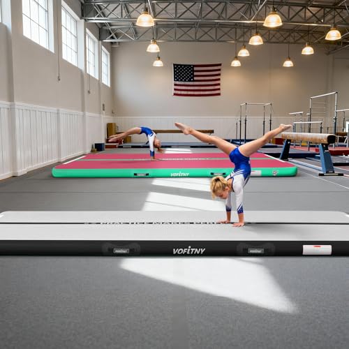 VOFiTNY Inflatable Gymnastics Air Mat Tumble Track with Pump for Training - color: Black, size: 10ft*3.3ft*4inches(3m*1m*0.1m)
