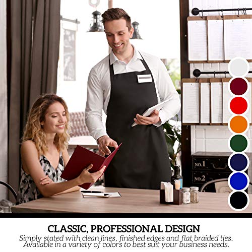 12 Pack Bib Apron - Unisex Red Aprons, Machine Washable Aprons for Men and Women, Kitchen Cooking BBQ Aprons Bulk (Pack of 12, No Pockets, Red) - color: Red, size: 12 Pack