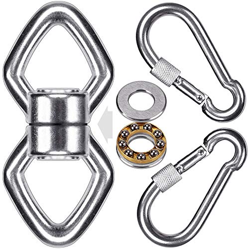 BeneLabel Swing Swivel with 2 Carabiners, 770LB Capacity, Safest Rotational Device Hanging Accessory with 2 Bearing for Aerial Silks Dance, Web Tree Swing, Children's Swing, Yoga Swing Sets - color: Closed(1 Pack)