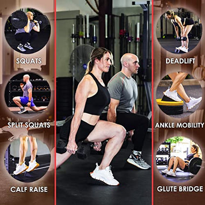 Squat Wedge Block: Doctor-Designed Pair of Adjustable, Non-Slip Slant Boards for Elevated Heel Squats, Deadlifts, and Calf Stretching - Physical Therapy Equipment for Strength Training