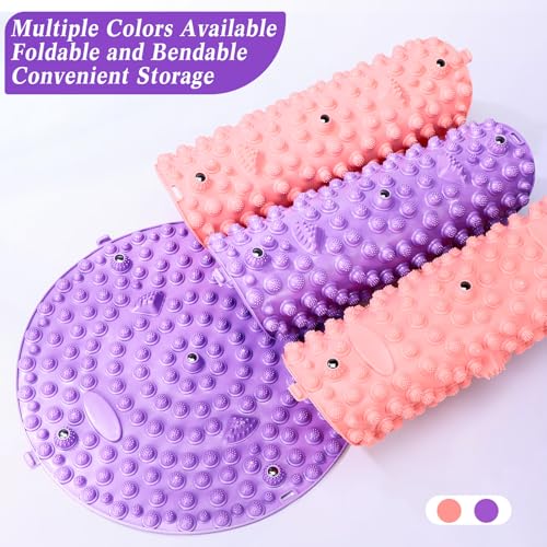 Threlaco 4 Pack Foot Massager Mat Foot Reflexology Pad with Magnetic Relaxation Massage Feet Pressure Point Pad Anti Fatigue Walk Stone Acupoint Mat Particle Portable Massage Tool(Purple and Pink) - color: Purple and Pink