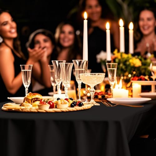 54IN X 160FT Plastic Table Cover Roll with Cutter Box, Cut to Size Plastic Table Cloths for Parties, Birthday, (Black, 54"x1920") - color: Black, size: 1920" x 54" (Rectangular)