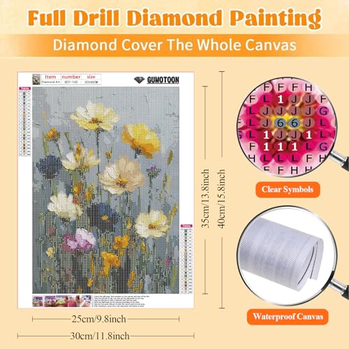 GUMITOON Diamond Art Kits for Adults-Flower Full Drill Diamond Dots Paintings for Beginners, Round 5D Paint with Diamonds Pictures Gem Art Painting Kits DIY Crafts Kits 12"x16" QCY-160 - color: QCY-160