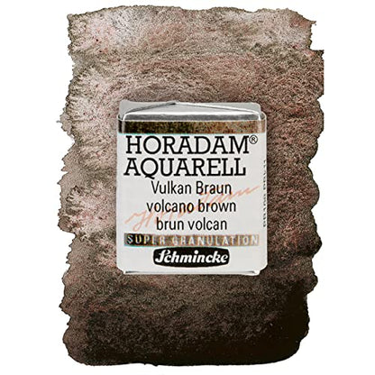 Schmincke - HORADAM® AQUARELL, Super Granulation, 14 915 044 Volcano Brown, 1/2 Pans, Very Strong granulating Colors, Finest, Super-granulating Watercolors - color: 915 volcano brown