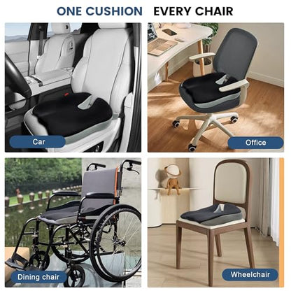Seat Cushion for Office Chair, Wedge Car Seat Cushion, Memory Foam Truck Seat Cushion for Sciatica Tailbone Pain Relief, Long Driving, Coccyx
