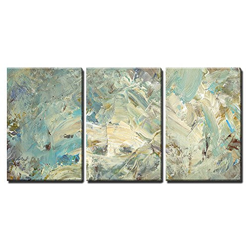 wall26 - 3 Piece Canvas Wall Art - Analog Painted Background, Created with Brushes and Painting Knife - Modern Home Art Stretched and Framed Ready to Hang - 16"x24"x3 Panels - color: Artwork - 08, size: 24" x 16" x 3 Panels