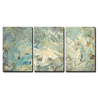 wall26 - 3 Piece Canvas Wall Art - Analog Painted Background, Created with Brushes and Painting Knife - Modern Home Art Stretched and Framed Ready to Hang - 16"x24"x3 Panels - color: Artwork - 08, size: 24" x 16" x 3 Panels