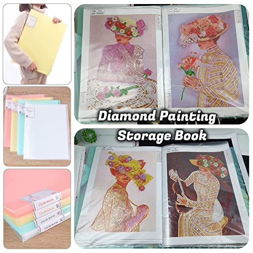 A3 Diamond Painting Storage Book, 60 Views Art Portfolio Presentations Folder with 30 Pages Protectors, 17.3x12.8in Yellow - color: Yellow
