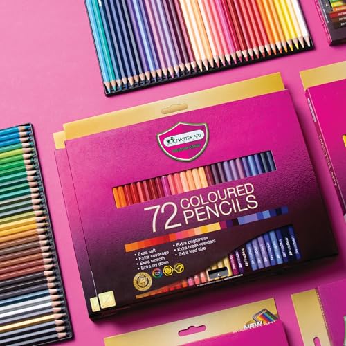 MASTERART Colored Pencils 72 Colors for Kids and Adults Coloring, Free Sharpener in the box