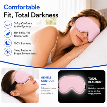 Cooling Sleep Mask with Mulberry Silk Surface & Removable Gel Pack - color: Cooling Pink