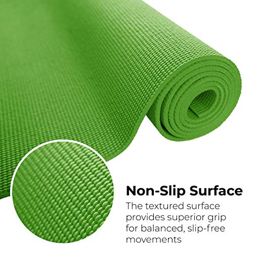 Bulk Yoga Mats, 10 Pack, 4mm Thick, 68x24in | Bulk Non Slip Exercise Mats for Workout, Stretching, Fitness - Wholesale Non Toxic Gym Mats for Home, Schools and Studios - color: Green